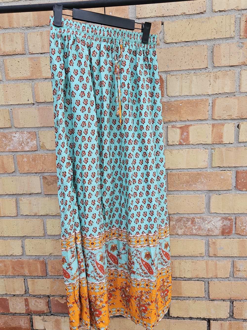 Women’s Bohemian Teal & Orange Maxi Skirt